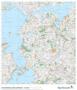 Trap Danmark: Kort over Vesthimmerlands Kommune - Topografisk kort 1:75.000