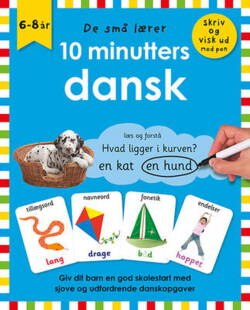 De små lærer - Skriv og visk ud - 10 minutters dansk - bog med ikke-permanent pen og spiralryg