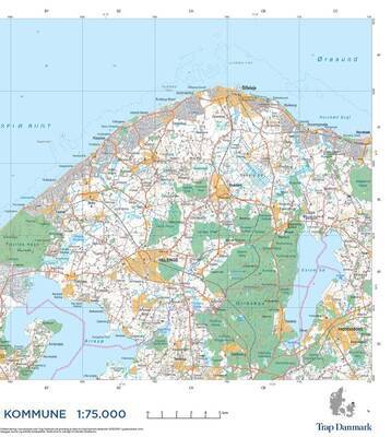 Trap Danmark: Kort over Gribskov Kommune - Topografisk plankort 1:75.000