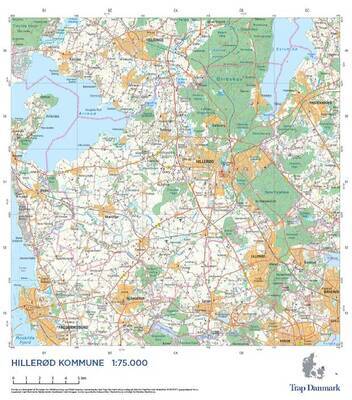 Trap Danmark: Kort over Hillerød Kommune - Topografisk kort 1:75.000