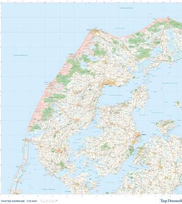 Trap Danmark: Kort over Thisted Kommune - Topografisk kort 1:75.000