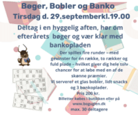Bøger, Bobler og Banko : Billetsalg åbner fredag kl. 10.00